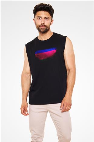 Kuban Halk Cumhuriyeti Bayrağı Baskılı Unisex Siyah Kolsuz Tişört