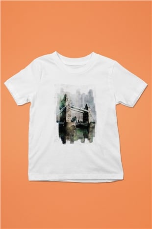 Kule Köprüsü Beyaz Unisex Çocuk Tişört