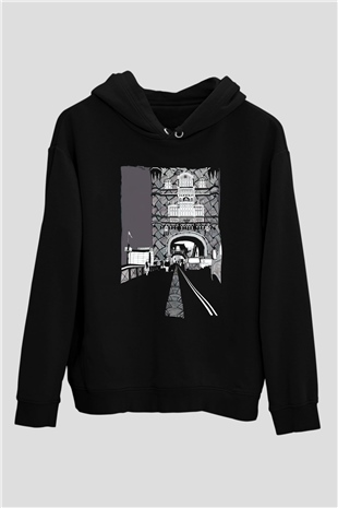Kule Köprüsü Siyah Unisex Hoodie