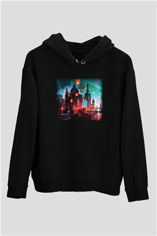 Kule Köprüsü Siyah Unisex Hoodie
