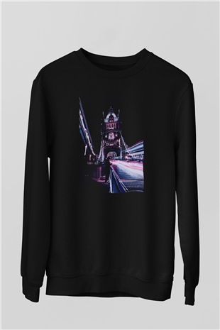 Kule Köprüsü Siyah Unisex Sweatshirt