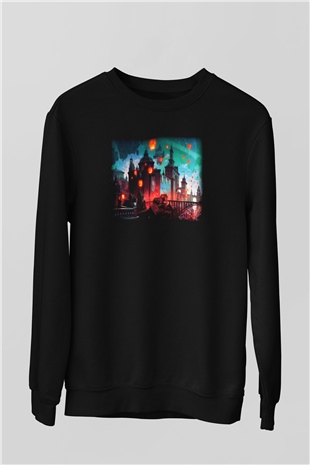 Kule Köprüsü Siyah Unisex Sweatshirt