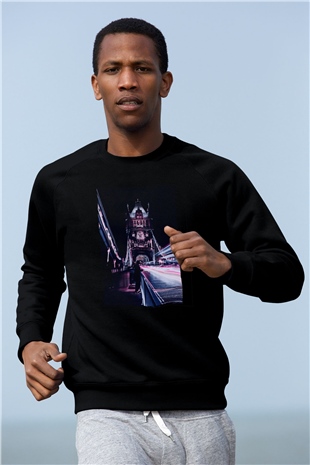 Kule Köprüsü Siyah Unisex Sweatshirt