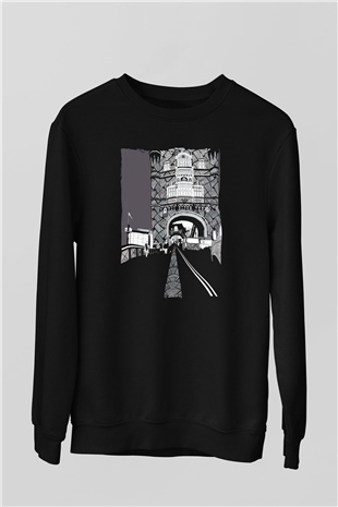 Kule Köprüsü Siyah Unisex Sweatshirt