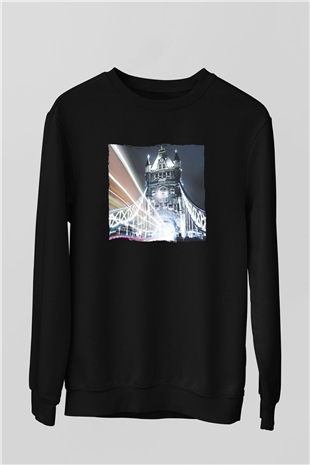 Kule Köprüsü Siyah Unisex Sweatshirt