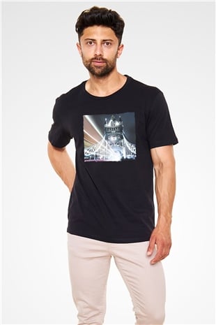 Kule Köprüsü Siyah Unisex Tişört T-Shirt - TişörtFabrikası