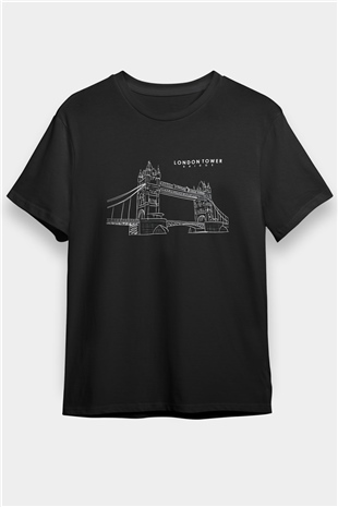 Kule Köprüsü Siyah Unisex Tişört T-Shirt - TişörtFabrikası