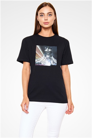 Kule Köprüsü Siyah Unisex Tişört T-Shirt - TişörtFabrikası