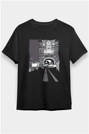 Kule Köprüsü Siyah Unisex Tişört T-Shirt - TişörtFabrikası