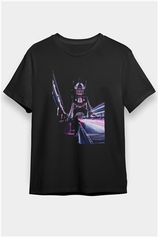Kule Köprüsü Siyah Unisex Tişört T-Shirt - TişörtFabrikası