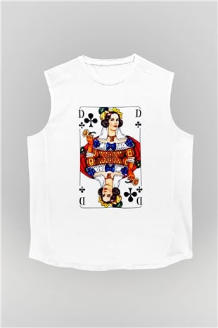 Kumarbaz Beyaz Unisex Kolsuz Tişört