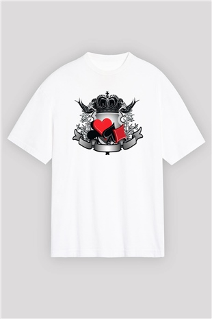 Kumarbaz Beyaz Unisex Oversize Tişört T-Shirt