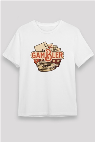 Kumarbaz Beyaz Unisex Tişört T-Shirt - TişörtFabrikası