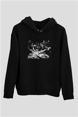 Kumarbaz Siyah Unisex Kapşonlu Sweatshirt