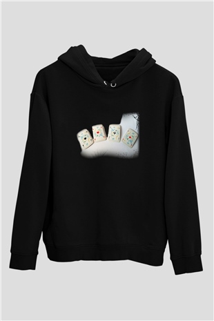 Kumarbaz Siyah Unisex Kapşonlu Sweatshirt