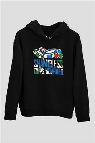 Kumarbaz Siyah Unisex Kapüşonlu Sweatshirt