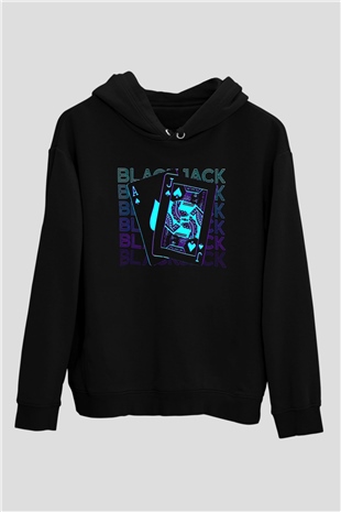 Kumarbaz Siyah Unisex Kapüşonlu Sweatshirt