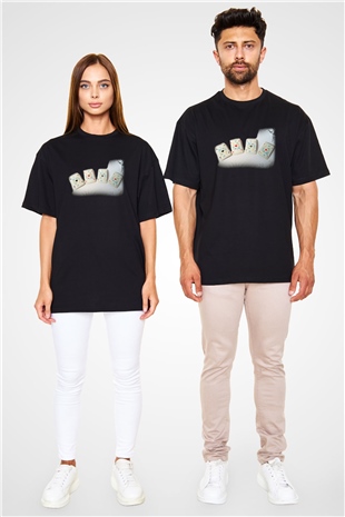 Kumarbaz Siyah Unisex Oversize Tişört T-Shirt