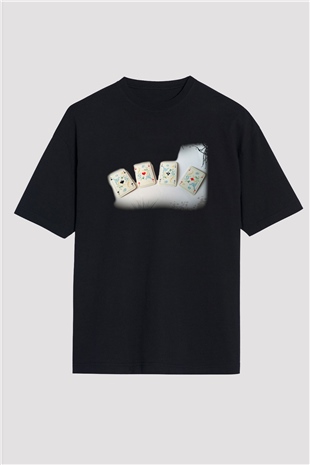 Kumarbaz Siyah Unisex Oversize Tişört T-Shirt