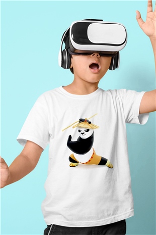 Kung Fu Beyaz Unisex Çocuk Tişört