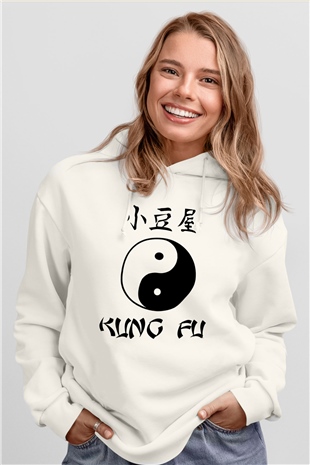 Kung Fu Beyaz Unisex Hoodie
