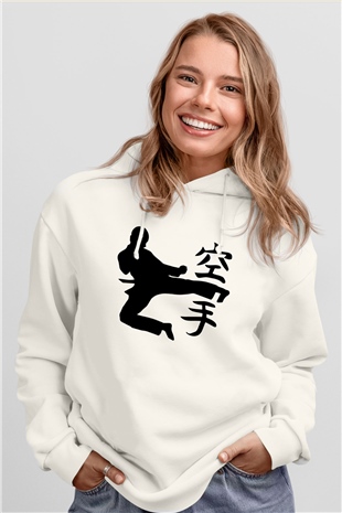 Kung Fu Beyaz Unisex Hoodie