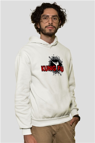 Kung Fu Beyaz Unisex Hoodie