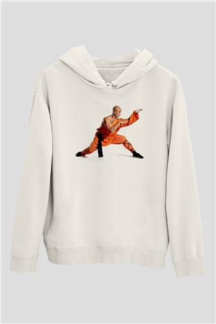 Kung Fu Beyaz Unisex Kapüşonlu Sweatshirt