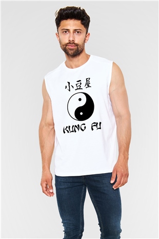 Kung Fu Beyaz Unisex Kolsuz Tişört
