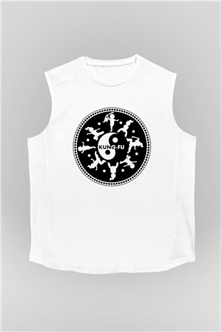 Kung Fu Beyaz Unisex Kolsuz Tişört