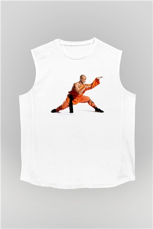 Kung Fu Beyaz Unisex Kolsuz Tişört