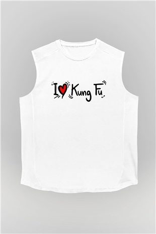 Kung Fu Beyaz Unisex Kolsuz Tişört