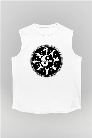 Kung Fu Beyaz Unisex Kolsuz Tişört