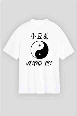 Kung Fu Beyaz Unisex Oversize Tişört T-Shirt