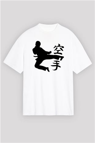 Kung Fu Beyaz Unisex Oversize Tişört T-Shirt