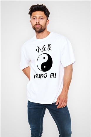 Kung Fu Beyaz Unisex Oversize Tişört T-Shirt