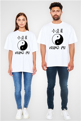 Kung Fu Beyaz Unisex Oversize Tişört T-Shirt