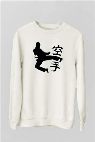Kung Fu Beyaz Unisex Sweatshirt