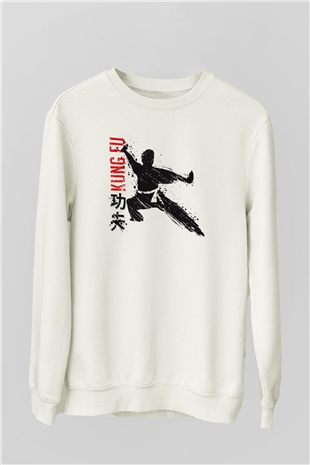 Kung Fu Beyaz Unisex Sweatshirt