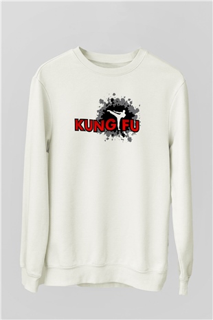 Kung Fu Beyaz Unisex Sweatshirt