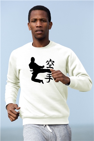 Kung Fu Beyaz Unisex Sweatshirt