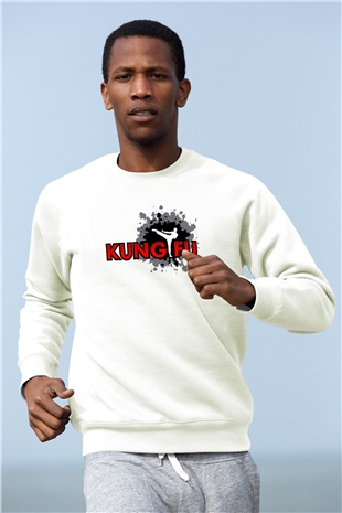 Kung Fu Beyaz Unisex Sweatshirt