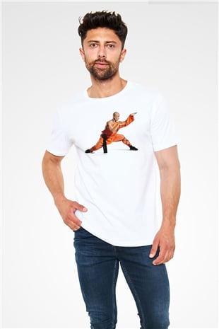 Kung Fu Beyaz Unisex Tişört T-Shirt - TişörtFabrikası