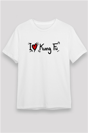 Kung Fu Beyaz Unisex Tişört T-Shirt - TişörtFabrikası