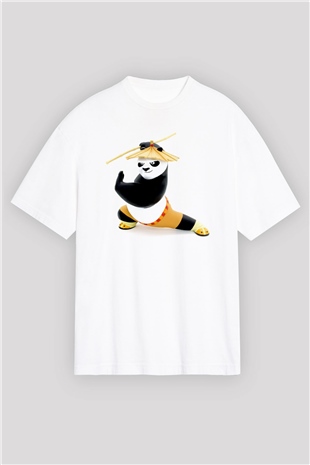 Kung Fu Beyaz Oversize Tişört Oversize T-shirt - TişörtFabrikası