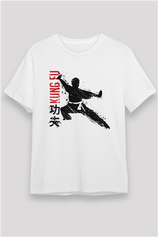 Kung Fu Beyaz Unisex Tişört T-Shirt - TişörtFabrikası