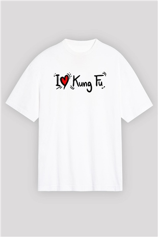 Kung Fu Beyaz Oversize Tişört Oversize T-shirt - TişörtFabrikası