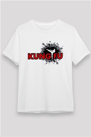 Kung Fu Beyaz Unisex Tişört T-Shirt - TişörtFabrikası