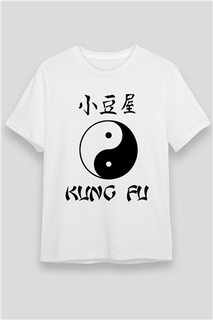 Kung Fu Beyaz Unisex Tişört T-Shirt - TişörtFabrikası