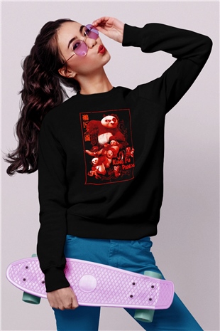 Kung Fu Panda Baskılı Unisex Siyah  Sweatshirt